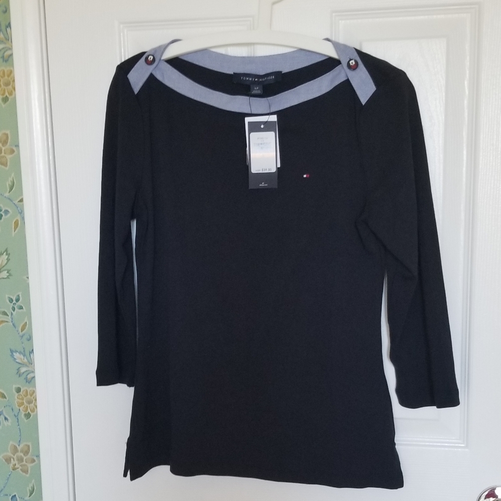 NWT Tommy Hilfiger Boat Neck Contrast Top